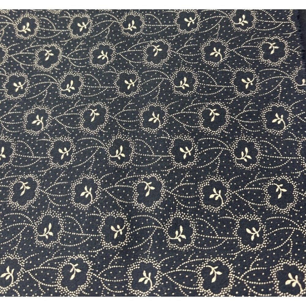 Floral Navy Cotton Print Fabric 16x44" Sewing Quilting Crafts